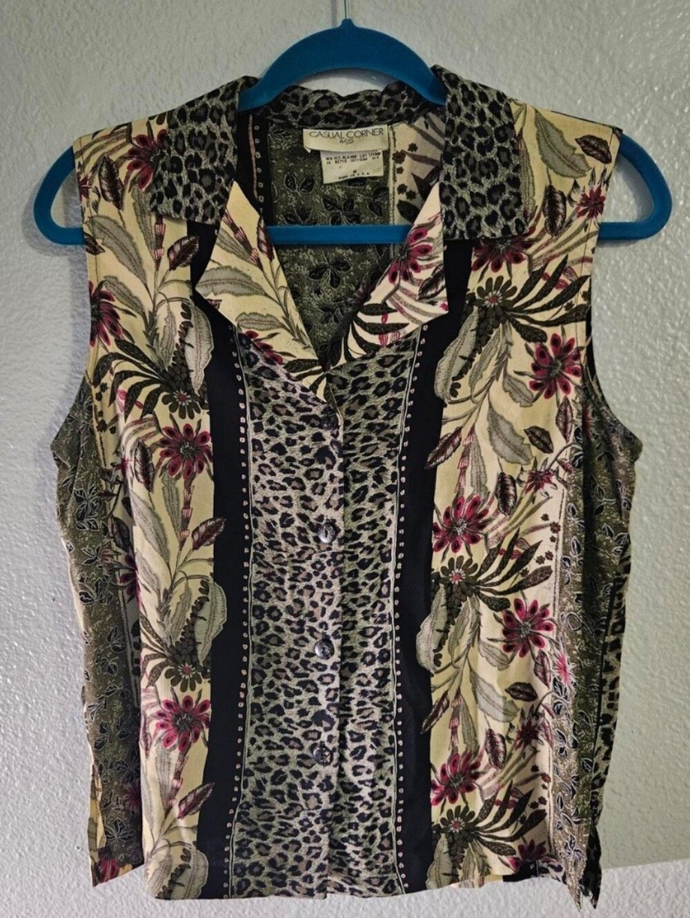 Vintage Casual Corner Mixed Print Blouse Size M